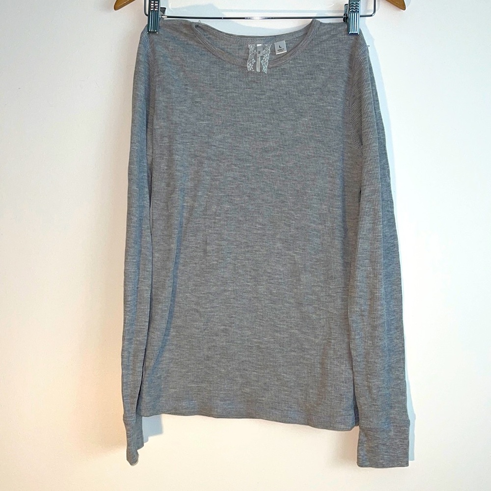 Iris Basic Waffle Long Sleeve Tee Top Size L